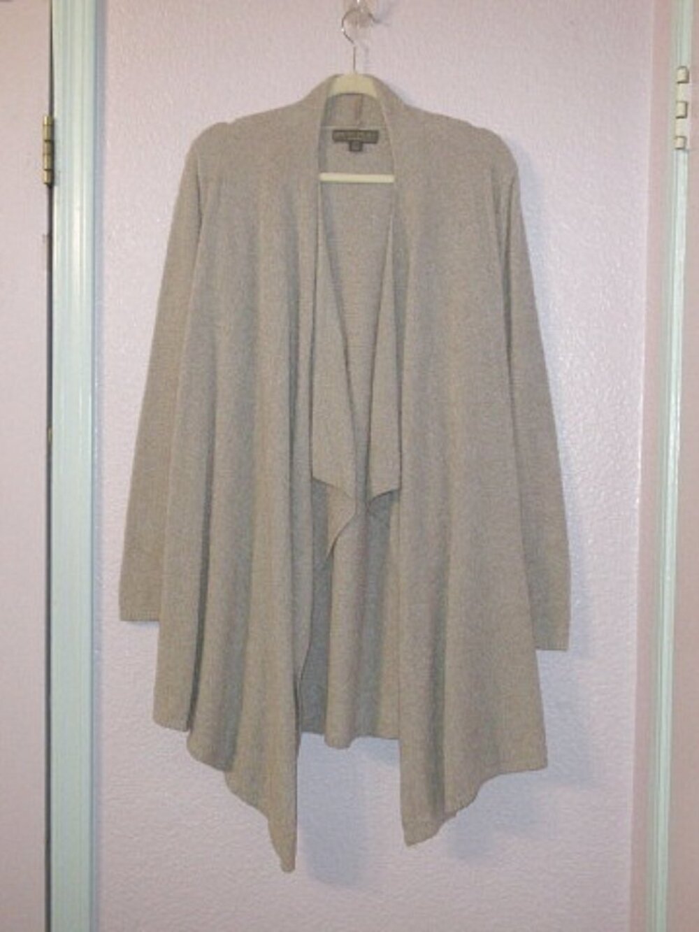 Longline Cascade Drape Cardigan Size M Wrap Sweater Duster Asymmetrical Neutral